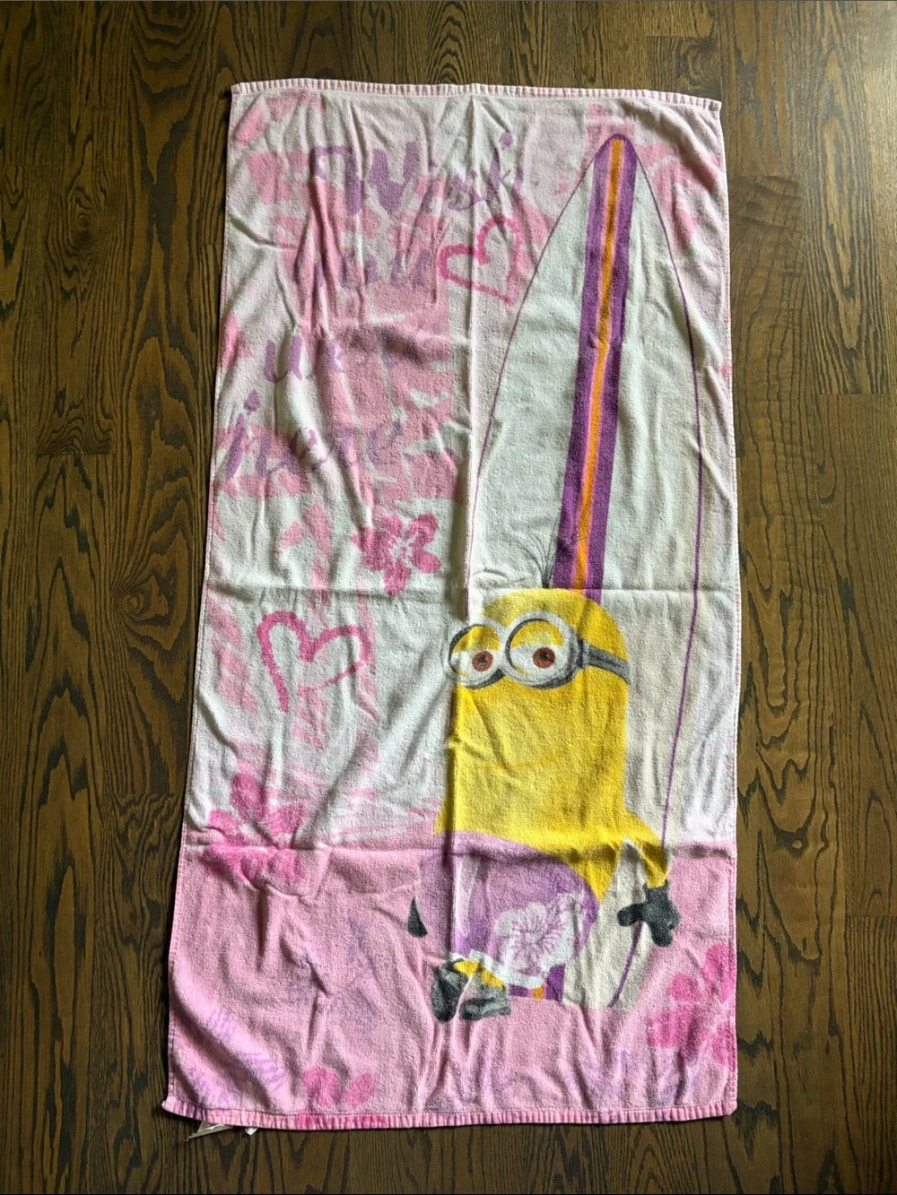 Pink Minion Beach Towel